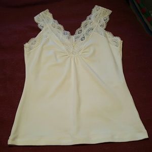 White pretty blouse with lace on top