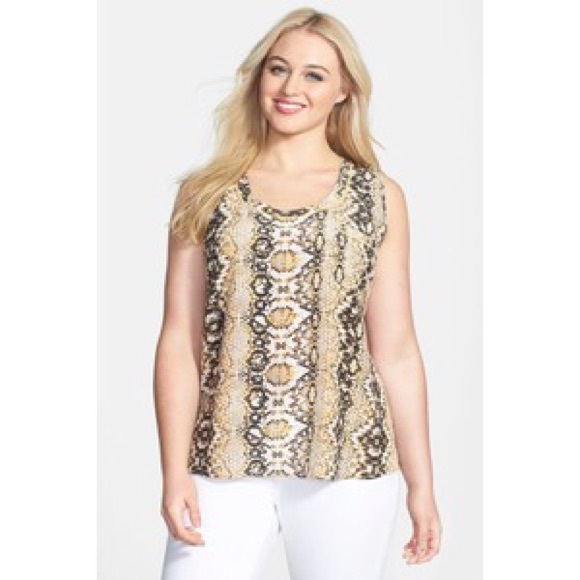 Halogen Snakeskin Print Silk Tank