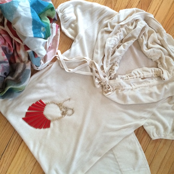 SALE! Cream BCBG silk/cotton/cashmere dress w/cowl