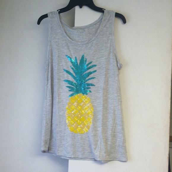 Sequined pineapple tank top