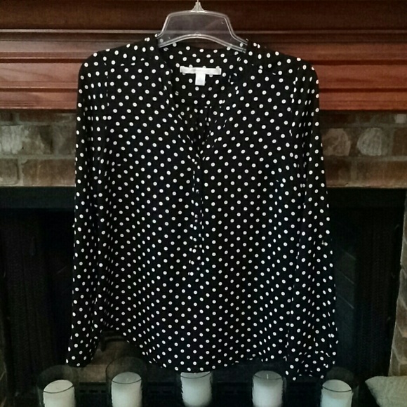 LC Lauren Conrad Black & White Polka Dot Blouse