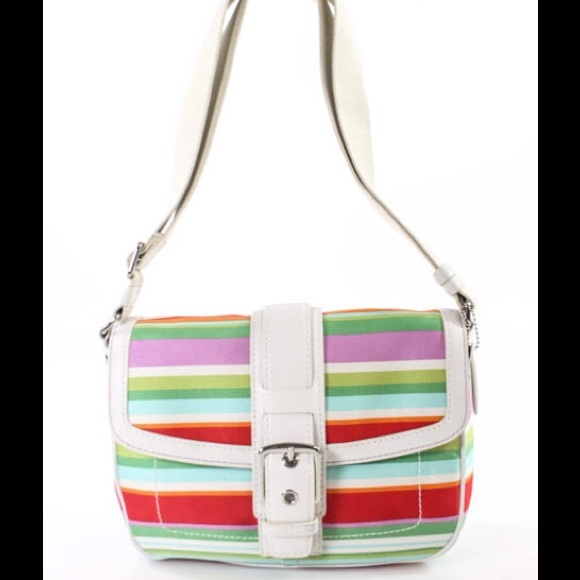Coach Handbags - NWT AUTH COACH STRIPED FLAP SHOULDER HANDBAG