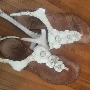 Coach White Flower Sandals