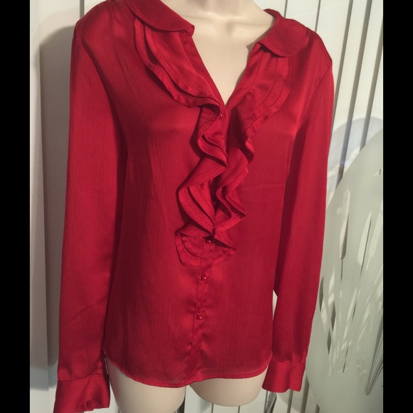 Peter Nygard red ruffle blouse size 14 NWT - Picture 2 of 4