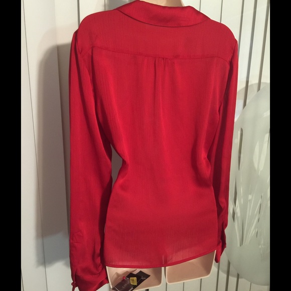 Peter Nygard red ruffle blouse size 14 NWT - Picture 3 of 4