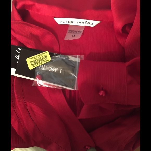 Peter Nygard red ruffle blouse size 14 NWT - Picture 4 of 4