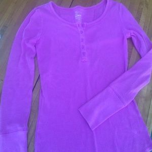Gap Octavia Waffle Henley Fuschia Pink
