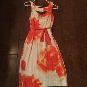 Anthropologie orange flower print dress
