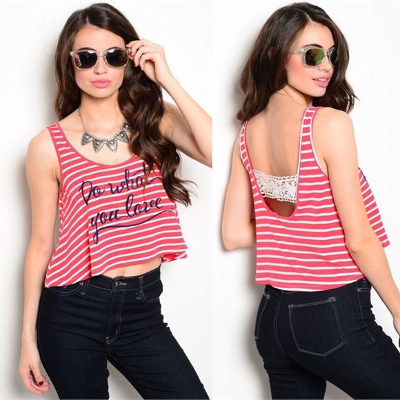💥SALE💥Do What You Love Crochet Back Tank Top
