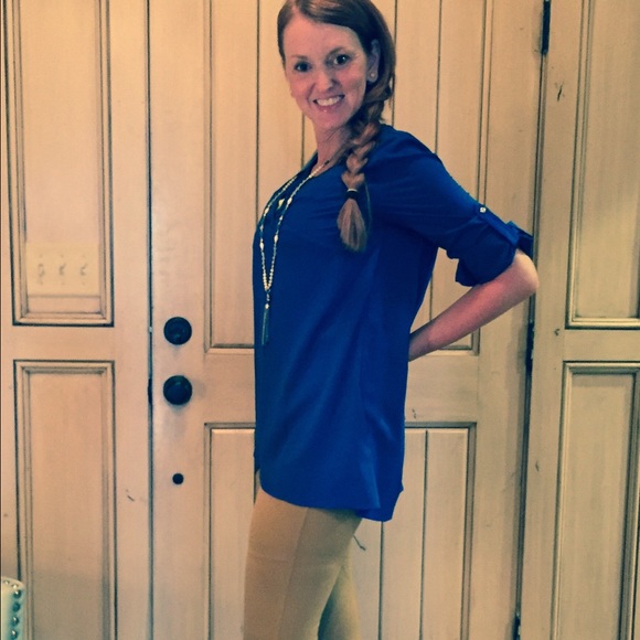 🔴PriceDrop🔴 💙️WHBM Royal Blue Draped Top💙 - Picture 2 of 4