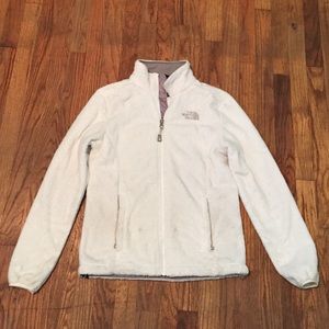 North Face white fuzzy jacket size small
