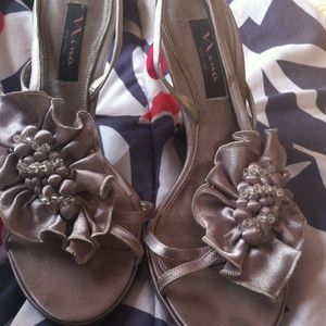 Silver satin Nina pumps