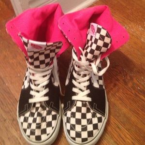 Women's Black and White Checkered High Vans