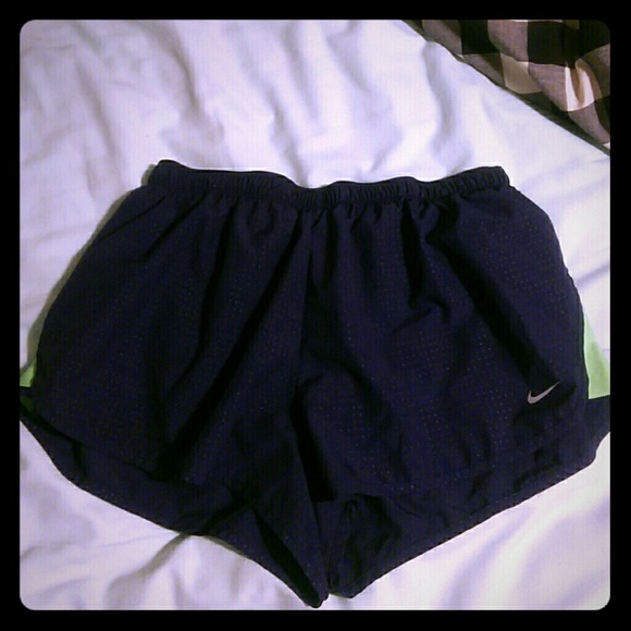 Nike Navy and Lime green running shorts