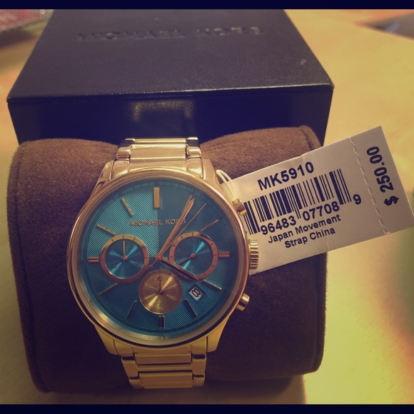 Michael Kors Bailey Gold/Turquoise Watch - Picture 1 of 2