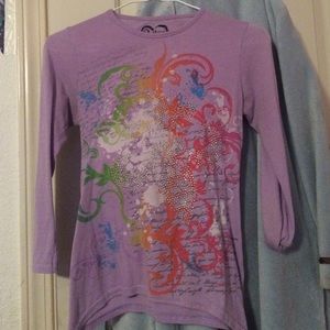 Long sleeve purple shirt with designs!