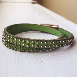 Studded Leather Double Wrap Bracelet