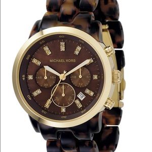 Michael Kors tortoise and gold watch