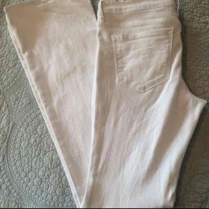 Express Low Rise Slim Flare White Jeans
