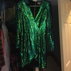 Green blue sequin dress