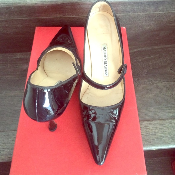 Manolo Blahnik black patent leather maryjanes