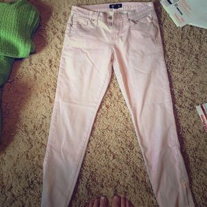 Baby pink skinny jeans!