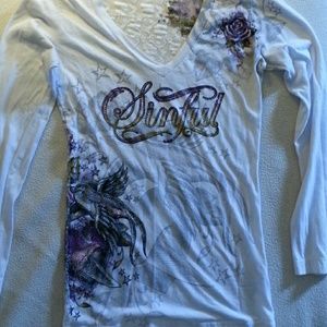 Sinful graphic long sleeve tee