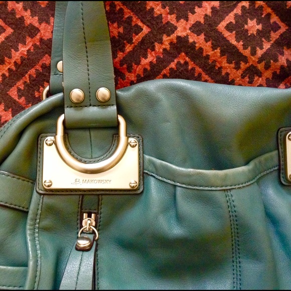 B. Makowsky Teal Boston Tote - Picture 2 of 2