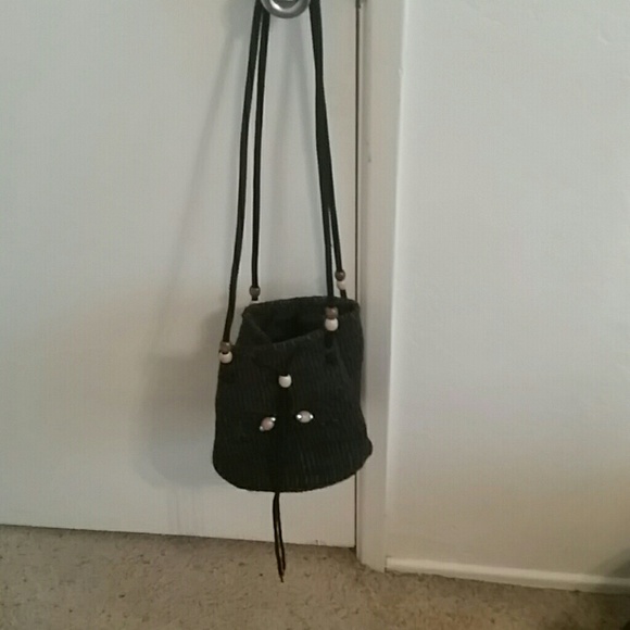 Boho hand woven black pouch purse
