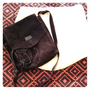Dark Brown Suede Diesel Crossbody Bag