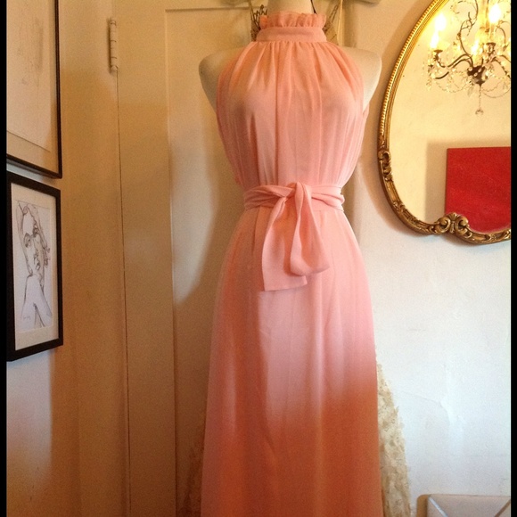 Dresses & Skirts - Baby Pink Hi-Neck Goddess Maxi Gown