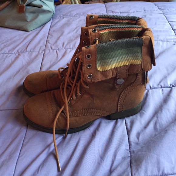 Brown combat boots