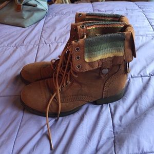 Brown combat boots