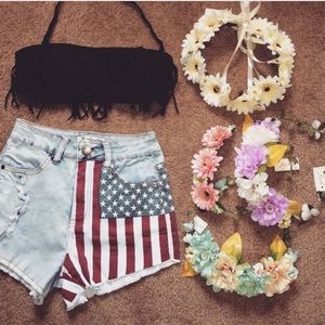 American flag high waisted shorts SIZE MEDIUM