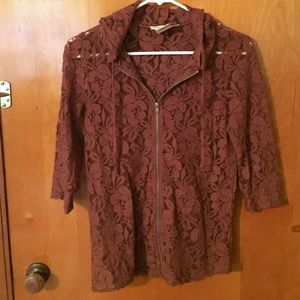 Urban Outfitters zip up hooded lace cardigan