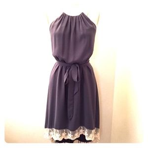 Lace trimmed dress with open back