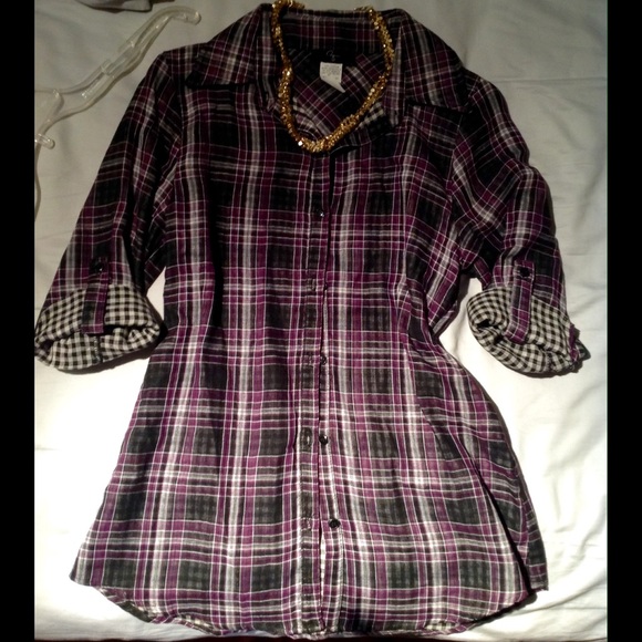 *2 FOR $20* Plaid AQUA Shirt from Bloomies. NWOT.