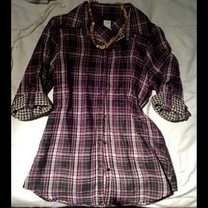 *2 FOR $20* Plaid AQUA Shirt from Bloomies. NWOT.