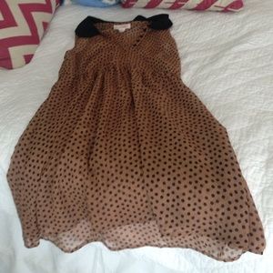 Brown and black polka-dotted dress