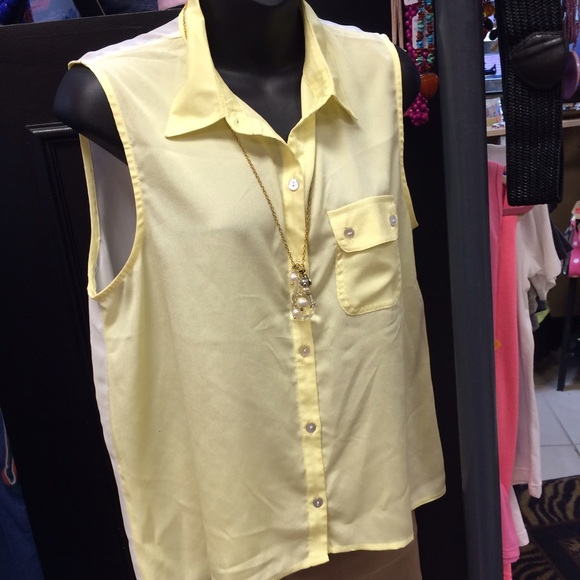 Sleeveless button down summer top