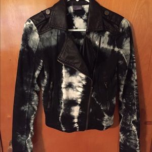Urban Outfitters tie dye faux leather moto jacket