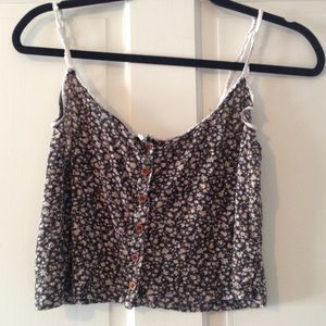 Brandy Melville Floral Tank w/Lace Trim