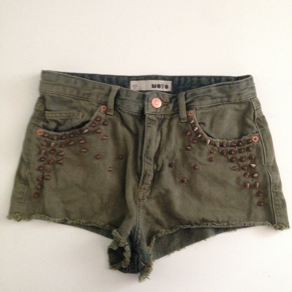 Topshop Studded High Waisted Shorts