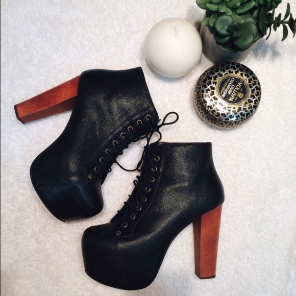 Jeffrey Campbell black leather litas Sz 8 - Picture 2 of 4