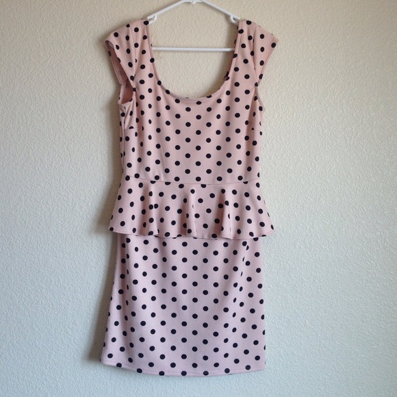 Polka dot peplum dress