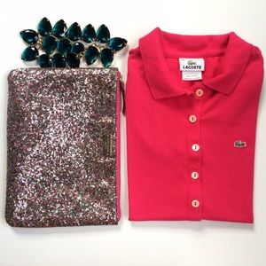 💞Fitted Hot Pink Lacoste Polo