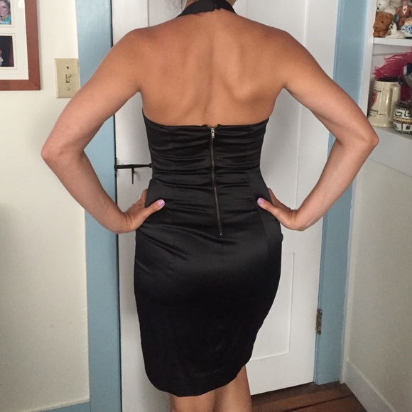 Betsey Johnson Collection Size 6 black satin dress - Picture 2 of 3