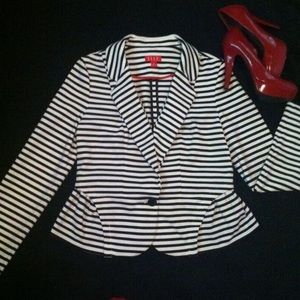 Black and white striped blazer/ jacket