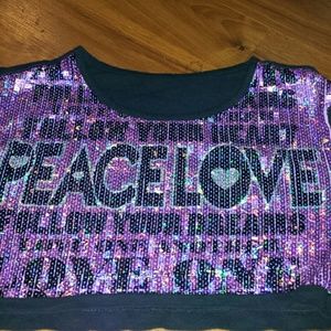 Justice sequin long sleeve crop top