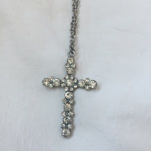 Long Silver Cross Necklace